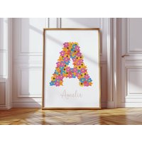 Poster Kinderzimmer Personalisiert, Wandbild Mit Name, Geschenk Zur Geburt & Taufe, Deko Mädchen, Babyposter Personalisiert von InLiebewachsenShop