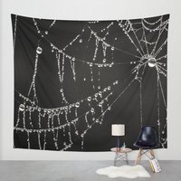 Gothic Schwarz Und Weiß Spinne Web Wandteppich, Spinnweb Foto Wandbehang, Wohnheim Zimmer Dekor von InLightImagery