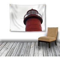 Roter Leuchtturm Wandteppich Wandbehang, Rot Und Weiß Foto Wandteppich, Küsten Boho Wohnheim Zimmer Wand-Dekor von InLightImagery
