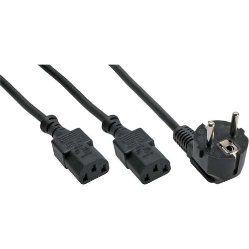 10er Set Netz-Y-Kabel, 1x Schutzkontaktstecker zu 2X Kaltgerätestecker, 1,8m von InLine