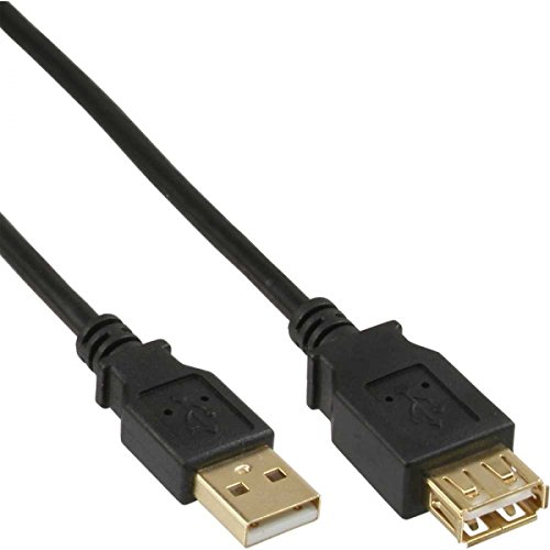 2er Set InLine 34605S Typ A Stecker Kontakte Gold USB 2.0 Verlängerungskabel (5m) schwarz von InLine