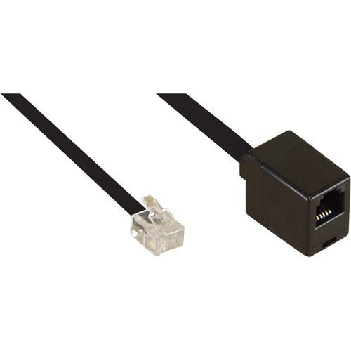 7 Stück Intos Telefonkabel-RJ12 Verlängerungskabel RJ12/Stecker-RJ12/Buchse flach schwarz 10.00 m von InLine