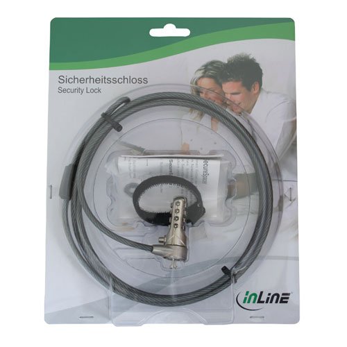 7 Stück Notebook Sicherheitsschloss - mit Zahlenkombination - 4,4mm x 2m von InLine