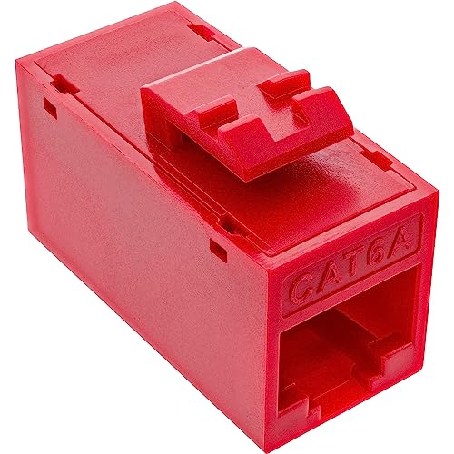 8er Pack InLine® Keystone RJ45 Buchse/Buchse, ungeschirmt, Cat.6A, rot von InLine