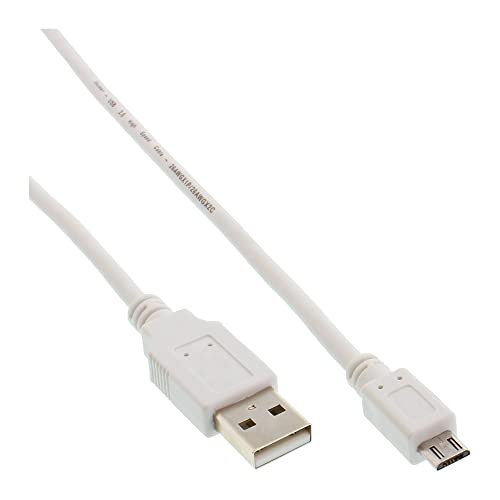 InLine 31750W Micro-USB 2.0 Kabel, USB-A Stecker an Micro-B Stecker, weiß, 5m von InLine