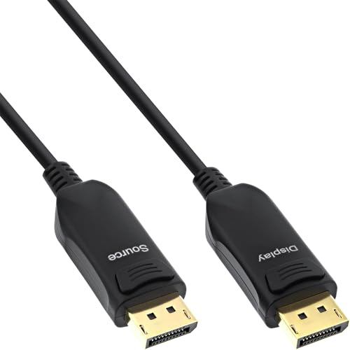InLine DisplayPort 2.1 AOC Kabel, aktiv, UHBR 13.5, 10K/8K/4K, verlustfreie Übertragung, mit Metallsteckern, 30m, schwarz, 17230A von InLine