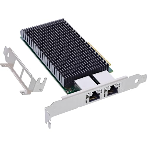 InLine Dual 10-Gigabit Netzwerkkarte, 2X RJ45 10Gb/s, PCIe x8, 10 GBASE-T Ethernet LAN Controller, ab Win 7, Server 2008, Linux 2.6, inkl. Low Profile Slotblech, 51128A von InLine