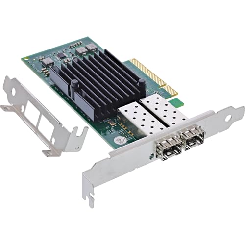 InLine Dual 10-Gigabit Netzwerkkarte, 2X SFP+, PCIe x8, 10 GBASE-T Ethernet LAN Controller, ab Win 7, Server 2008, Linux 2.6 inkl. Low Profile Slotblech, 51131A von InLine