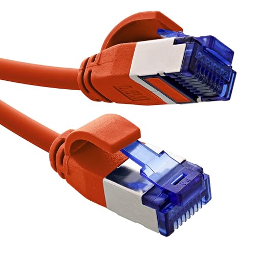 InLine Patchkabel Slim, Cat.6A, S/FTP, TPE (LSZH) flexibel, PoE, Kupfer (CU), LAN, Ethernet, Netzwerk Kabel, RJ45 Gigabit, rot, 3m, 74903R von InLine