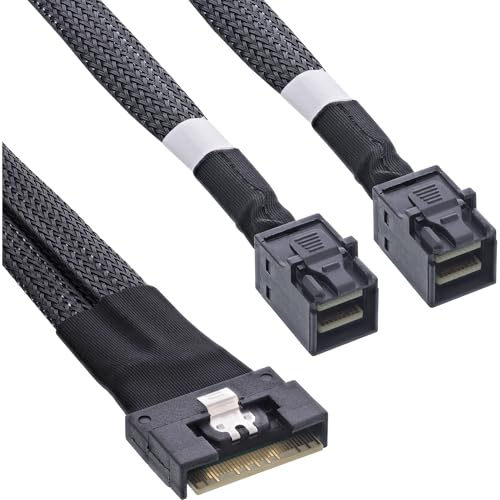 InLine Slim SAS Kabel, SFF-8654 8i zu 2x SFF-8643, 0,75m, 27648B von InLine
