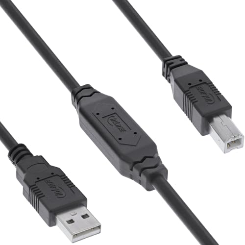 InLine USB 2.0 Aktiv-Kabel mit Signalverstärkung, USB-A zu USB-B, Druckerkabel Verlängerung, 12,5m, 34517A von InLine