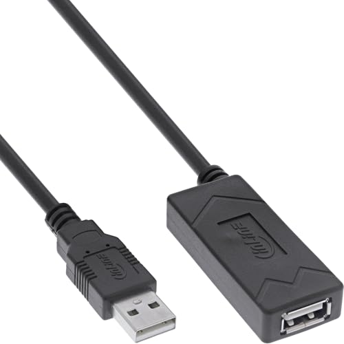 InLine USB 2.0 Aktiv-Verlängerung mit Signalverstärkung, USB-A Stecker/Buchse, Druckerkabel Verlängerung, 10m, 34611A von InLine