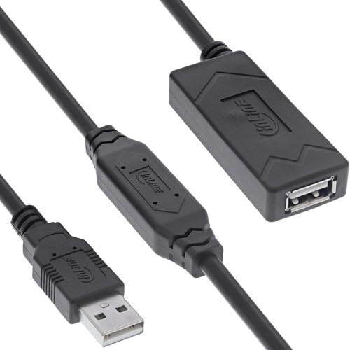 InLine USB 2.0 Aktiv-Verlängerung mit Signalverstärkung, USB-A Stecker/Buchse, Druckerkabel Verlängerung, 25m, 34614A von InLine