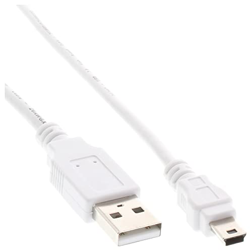 InLine 31810W USB 2.0 Mini-Kabel, USB A Stecker an Mini-B Stecker (5pol.), weiß, 1m von InLine