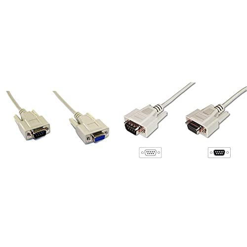 InLine 12235 Serielle Verlängerung, 9pol Stecker/Buchse, vergossen, 1:1 belegt, 5m & DIGITUS Serielles Anschluss-Kabel - D-Sub 9 zu D-Sub 9 - Stecker zu Buchse - 5.0m - Verlängerungskabel - Beige von InLine