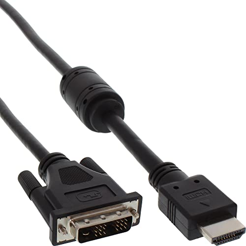 InLine 17663 HDMI-DVI Adapterkabel, 19pol Stecker auf 18+1 Stecker, mit Ferrit, 3m von InLine