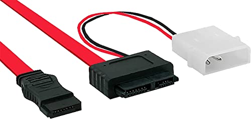 InLine 29608 Slimline SATA Kabel, Slimline SATA Stecker 13pol. (7+6) zu SATA + Strom, 0,4m von InLine