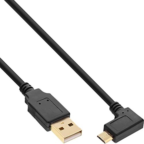 InLine 31705T Micro-USB 2.0 Kabel, USB-A Stecker an Micro-B Stecker gewinkelt, vergoldete Kontakte, 0,5m von InLine