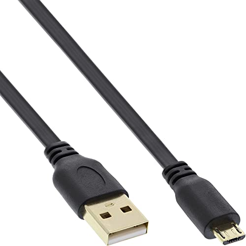 InLine 31720F Micro-USB 2.0 Flachkabel, USB-A Stecker an Micro-B Stecker, 2m von InLine