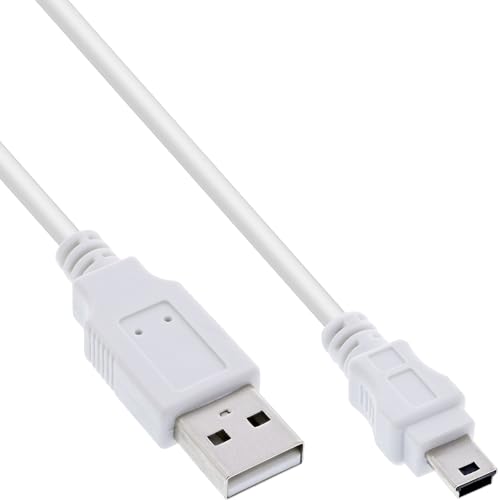 InLine 31805W USB 2.0 Mini-Kabel, USB A Stecker an Mini-B Stecker (5pol.), weiß, 0,5m von InLine
