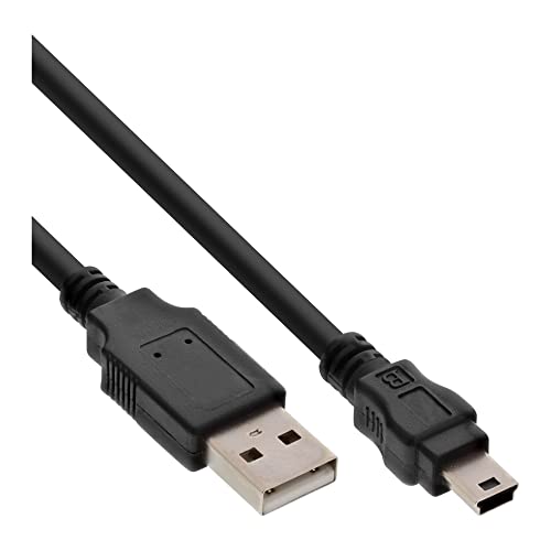 InLine 33107K USB 2.0 Mini-Kabel, USB A Stecker an Mini-B Stecker (5pol.), schwarz, 0,5m von InLine