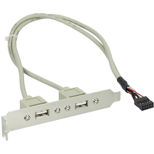 InLine 33391 Slotblech USB 2.0, 2x USB Buchse auf 1x 10pol Pfostenverbinder, 35cm von InLine