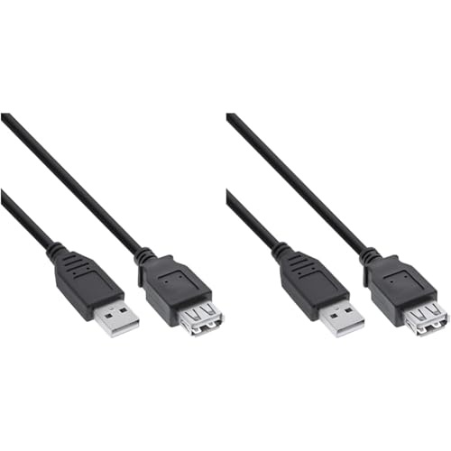 InLine 34610B USB 2.0 Verlängerung, Stecker/Buchse, Typ-A, schwarz, 1m (Packung mit 2) von InLine