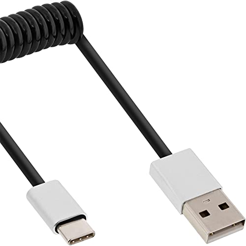 InLine 35871 USB 2.0 Spiralkabel, USB Typ-C Stecker an A Stecker, schwarz/Alu, flexibel, 1m InLine 35871 USB 2.0 Spiralkabel, USB Typ-C Stecker an A Stecker, schwarz/Alu, flexibel, 1m von InLine