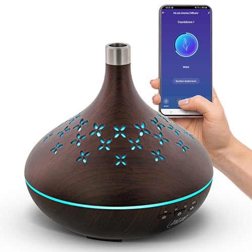 InLine SmartHome Aroma Diffuser für ätherische Öle, 400ml, Ultraschall Luftbefeuchter, Raumduft, Lufterfrischer für Schlafzimmer, Büro, Ambiente Licht, Timer, Kompatibel mit Alexa/Google Home, 40154 von InLine