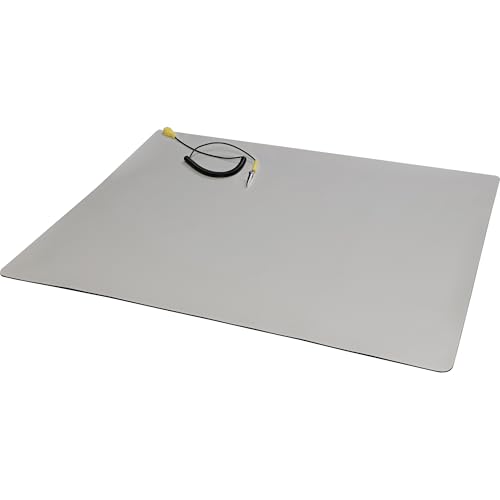 InLine Antistatik Arbeitsmatte, 50x60 cm, ESD Schutz, ableitfähige PVC-Oberfläche, inkl. Spiralkabel mit Krokodilklemme – für Elektronikarbeiten, 55553M von InLine