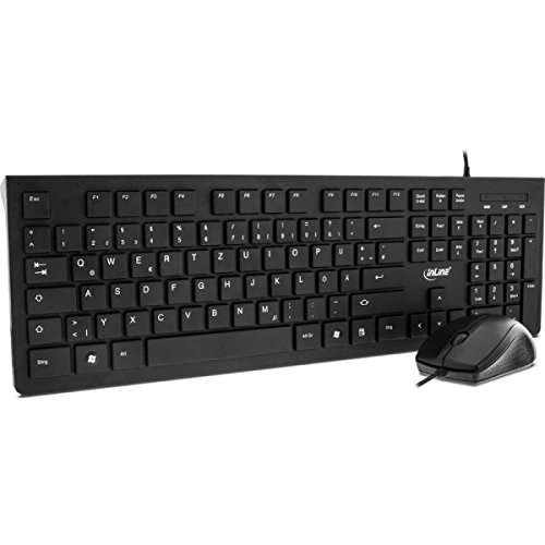 InLine 5X Basic DesktopTastatur-Maus Set (USB-Kabel, Standard DE Layout, optisch 1200 DPI) schwarz von InLine