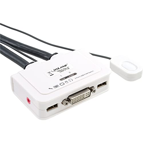 InLine 61613I KVM Switch, 2-fach, DVI-D, USB, mit Audio, integr. Kabel von InLine