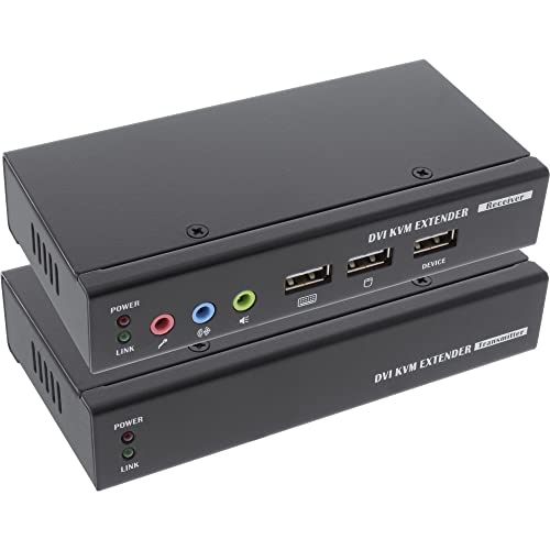 InLine 61640 DVI USB KVM Extender, Verlängerung über UTP, mit Audio, bis 50m von InLine