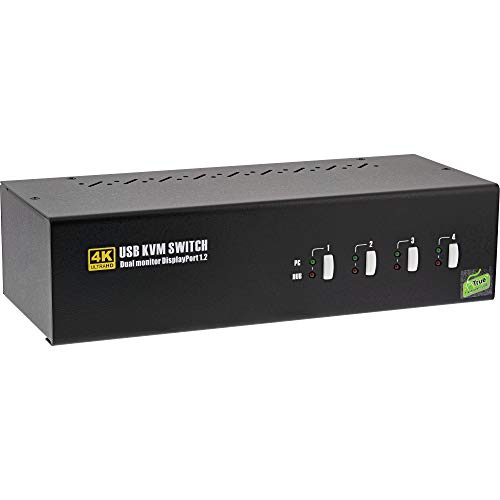 InLine 63644I KVM Desktop Switch, 4-fach, Dual-Monitor DisplayPort 1.2, 4K, USB 2.0, Audio von InLine