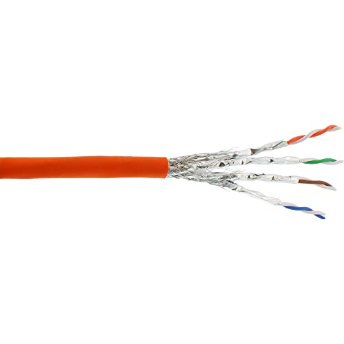 InLine 70300I Verlegekabel Cat.7a, S/FTP (PiMF) 4x2x0,58 AWG23, 1200MHz, halogenfrei, orange, 300m von InLine