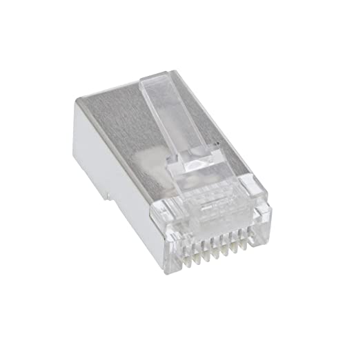 InLine 73098T 100er Pack, Modularstecker 8P8C RJ45 zum Crimpen auf Rundkabel, geschirmt von InLine