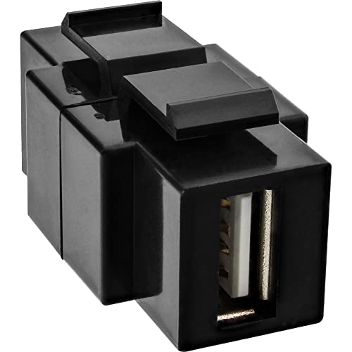 InLine 76201T USB 2.0 Keystone Snap-In Einsatz, USB A Buchse / B Buchse, schwarzes Gehäuse von InLine