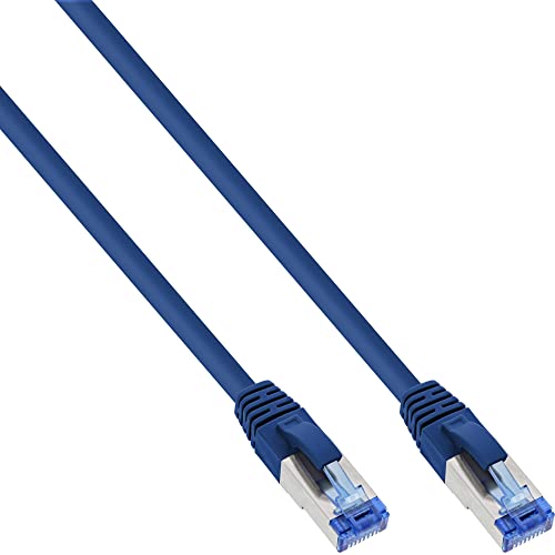 InLine 76811B Patchkabel, S/FTP (PiMf), Cat.6A, 500MHz, halogenfrei, Kupfer, blau, 1m von InLine