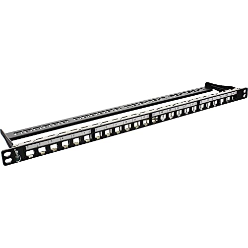 InLine 76824C Patchfeld 24-fach, Keystone Snap-In Leerblech Patchpanel, 19", 0,5HE, schwarz von InLine