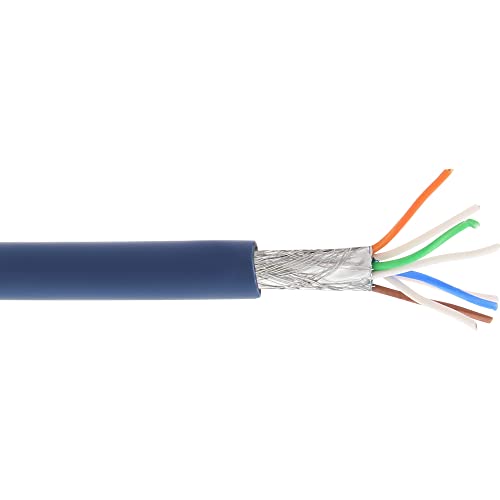 InLine 76899B Patchkabel, S/FTP (PiMf), Cat.6A, 500MHz, halogenfrei, Kupfer, blau, 100m von InLine