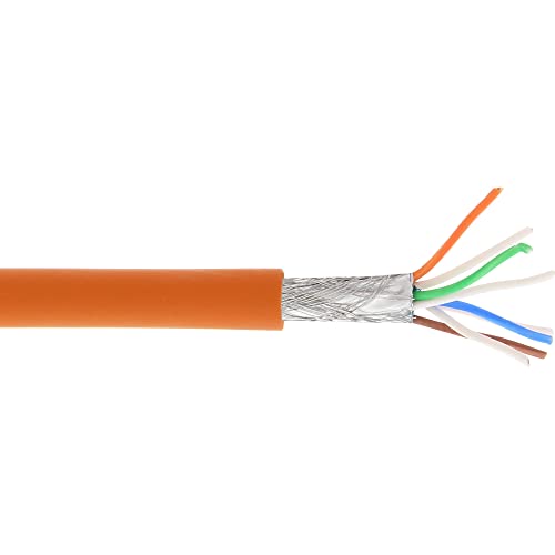 InLine 76899O Patchkabel, S/FTP (PiMf), Cat.6A, 500MHz, halogenfrei, Kupfer, orange, 100m von InLine