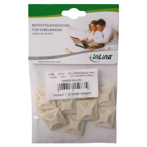 InLine Befestigungssockel für Kabelbinder 40x40mm selbstklebend Natur 10Stk von InLine