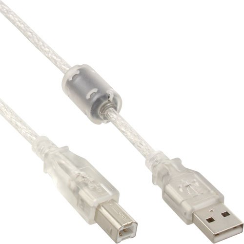 InLine USB 2.0 Kabel A an B transparent mit Ferritkern 3m von InLine