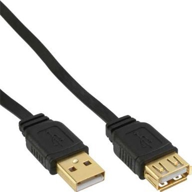 InLine USB2.0 Flachkabel Verlängerung A Stecker/Buchse schwarz/gold 5m von InLine