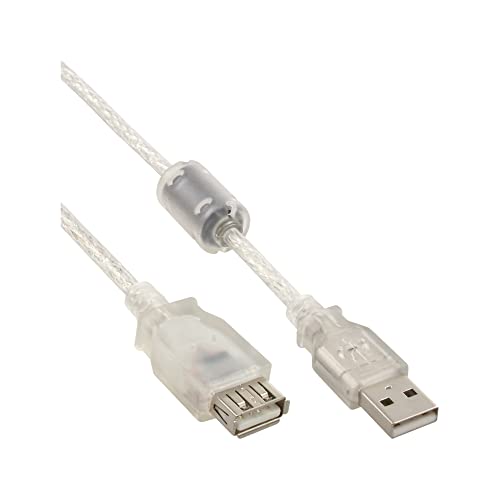 USB 2.0 Verlängerung, InLine®, St/Bu Typ A, transparent, mit Ferritkern, 0,5m von InLine