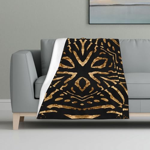 Afrika Wild Zebra Schwarz Gold Streifen,Decke, warme Anti-Pilling-Flanell-Plüsch-Überwurfdecke, 81 x 122 cm von InOmak