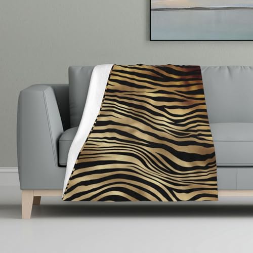 Afrikanisches Schwarzgold Zebra Tierhaut Sepia,Decke, warme Anti-Pilling-Flanell-Plüsch-Überwurfdecke, 81 x 122 cm von InOmak