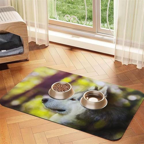 Alaskan Malamute Bokeh Pets Dogs Cute,Waterproof Pet Feeding Mat,PU Leather Placemats for Cat Dog Water Bowl,Food Mats,40x60cm von InOmak
