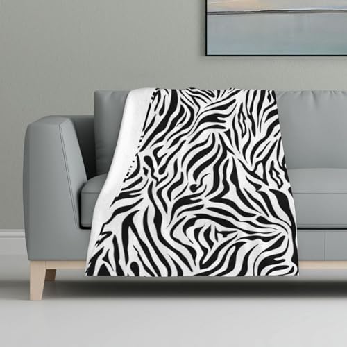 Animal Check Border Zebra Muster,Decke, warme Anti-Pilling-Flanell-Plüsch-Überwurfdecke, 81 x 122 cm von InOmak