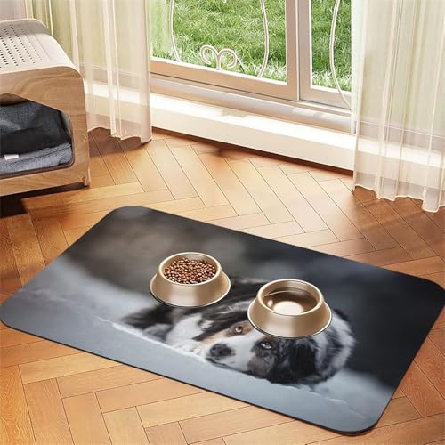 Australian Shepherd Winter Schneeweiß Grau Hunde,Futtermatte für Haustiere, Tischsets aus PU-Leder für Katzen und Hunde,40x60cm Australian Shepherd Winter Schneeweiß Grau Hunde,Futtermatte für Haustiere, Tischsets aus PU-Leder für Katzen und Hunde,40x60cm von InOmak